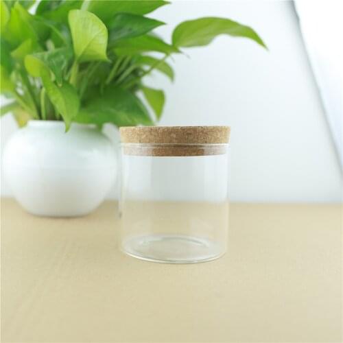 4pcs/lot 85*80mm 350ml Storage Glass Bottle Food Jar Container Transparent Kitchen Storage Containers Cork Glass Bottles Jars