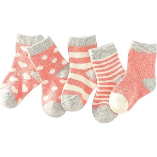 5 pairs=10 pcs Children cotton socks Boy,girl,Baby,Infant Keep warm stripe Dots fashion Sports Socks Autumn/Winter Kids gifts