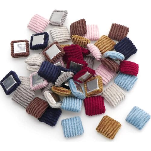 50pc Corduroy Square Cloth Fabric Covered Buttons For Clothing Flatback Cabochon Scrapbooking Crafts DIY Accessories