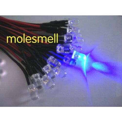 500pcs 5mm 5v Blue Water clear LED Lamp Light Set Pre-Wired 5mm 5V DC Wired blue led