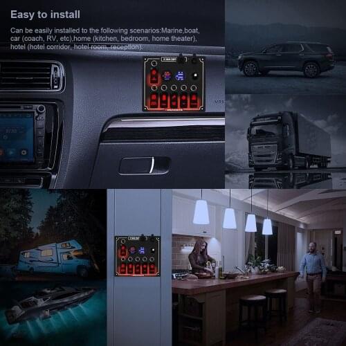 6 Gang Waterproof LED AC/DC Rocker Switch Panel Dual Power Control SWITCH PANEL