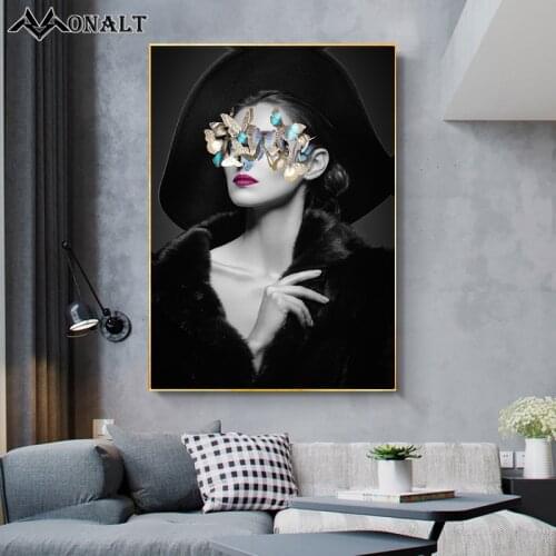 Abstract Art Print Canvas Flower Glasses Woman Canvas Painting Decor Black and White Nordic Living Room Decoration Wall Pictures