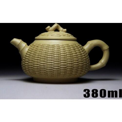 Authentic Bamboo Teapot Yixing Teapots 380ml Clay Ceramic Chinese Handmade Kung Fu Set Zisha Porcelain Kettle Sets Bouns 3 Cups