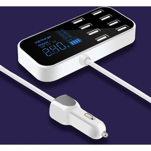 AIXXCO 8 Ports USB Car Charger LED Digital Display Fast Charging For iPhone 11 Pro Max Samsung Car Phone Charger