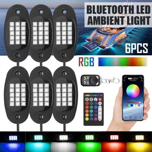 15LED10 Pods Car RGB LED Rock Lights Music Sync Neon Underglow Waterproof Lighting Kit Timing Flashing Music Mode