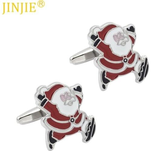 Free Shipping New Santa Claus Cuff Button Christmas Old Man Cufflinks Red Painted Cuff Nail Mens French Shirt Cuff Buttons