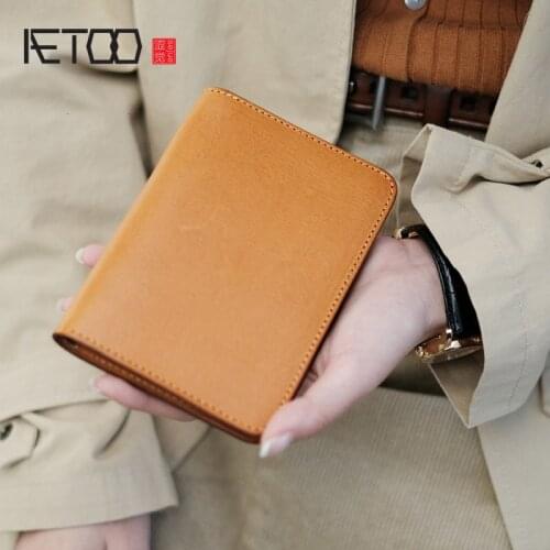 AETOO Passport case, multi-function document bag, vintage leather passport bag, womens fashion handmade leather wallet