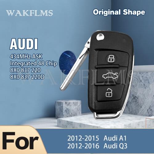 Remote Car Key For Audi A1 Q3 2012 2013 2014 2015 2016 Integrated 48 Chip P/N 8X0 837 220 8X0 837 220D 434MHz ASK