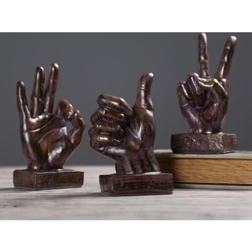 Hot Nordic Creative Resin OK Gesture Finger Figurines American Retro Ornaments Home Coffee Shop Figurines Decoration Furnishings