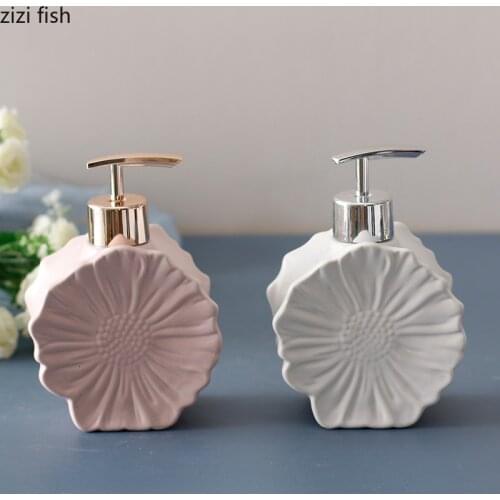 Home Bathroom Supplies Ceramics Hand Sanitizer Bottle Flowers Shell Lotion Bottle Press Split Bottle Soap Dispenser Empty Bottle