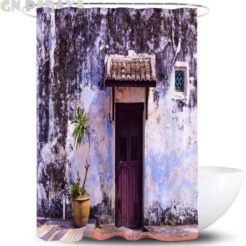 Chinese house 3d Bath Curtains Waterproof Polyester hippy art Farmhouse decor building Shower Curtains Screen with Hooks new