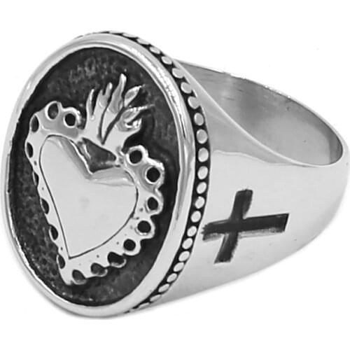 Fashion Crown Heart Ring Stainless Steel Jewelry Celtic Knot Cross Motor Biker Wedding Ring Men Women Wholesale SWR0706