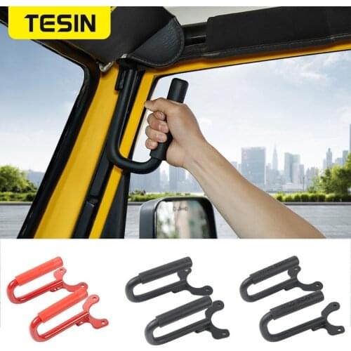 TESIN Metal Car Interior Front Armrest Grab Handle Bar Cover Kit for Jeep Wrangler TJ 1997-2016 Car Accessories Styling