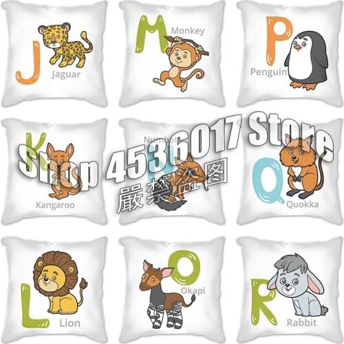 18" Alphabet Short Plush Pillows Case Fashion Simple 26 English Letter For Home Sofa Seat Car Bedroom Home Decor Cushion Cover
