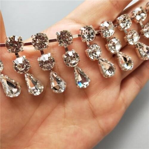 Rhinestone Crystal Chain Bling Diamante Lace Diamond Belt Trim Ribbon Necklace Applique Gem Sparkle Wedding Dress 3.2cm Width