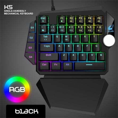 K5 RGB One-Hand Mechanical Keyboard Computer Host PS4 Gaming Keyboard Keypad Portable One Hand Gaming Mechanical Keyboard Wired