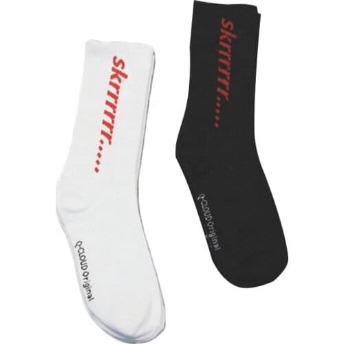 Fashion Cool Harajuku Cycling Sport Socks White Black Custom Skate Hip-hop Letter Cotton Socks