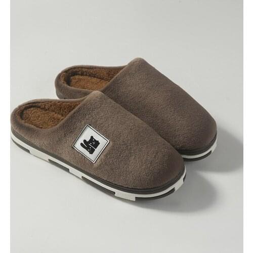 Male Autumn And Winter House Slipper Mens Cotton Non-slip Antiskid Shoes Plush Warm Simple Shoes Indoor Home Mens Shoes