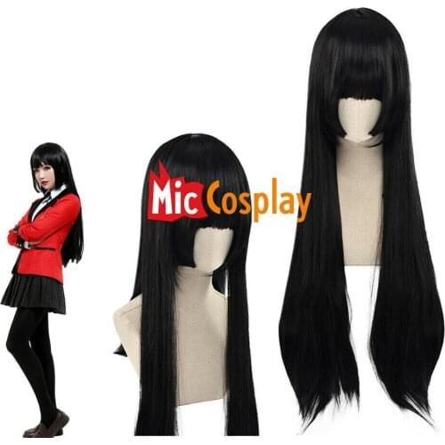 Gambler Jabami Yumeko black Long Straight Cosplay Wig