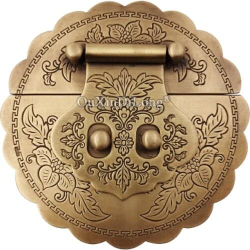 Retro Antique 4PCS Pure Brass Box Buckle Jewelry Chest Box Suitcase Buckle Clip Clasp Jewelry Gift Case Boxes Latch Clasp