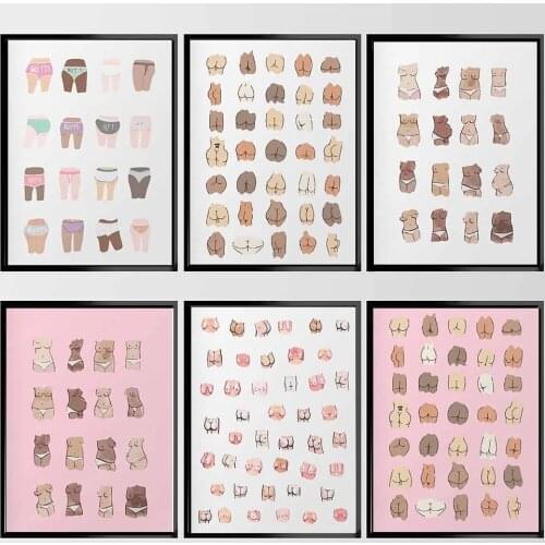 Sexy Butts Collage Bathroom Funny Bathroom Sign Canvas Prints And Poster Cute Art for Men Painting Wall Picture Toilet WC Decor