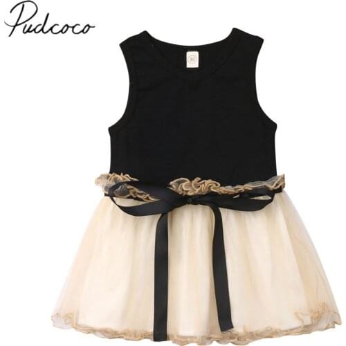 2019 Brand New Newborn Toddler Kids Baby Girls Chiffon Patchwork Dress Princess Pageant Tutu Dresses Sleeveless Sundress 0-5Y