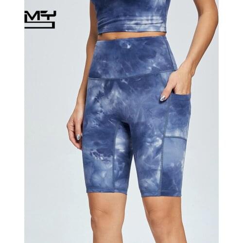 MYS Summer Gym Shorts Women High Waist Leggings Sport Fitness Squat Proof Printing Tie-dyed Workout Running Bermuda Yoga Shorts