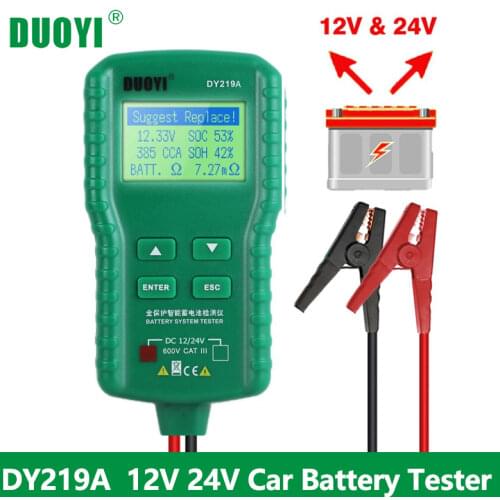 DUOYI DY219A Car Battery Tester 12V/24V Digital Auto Battery Analyzer Tools 100-1700CCA For Voltage Load Capacity Analyzer Multi