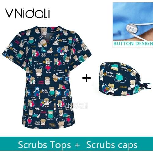 Pet veterinary uniforms Women and men Scrubs Top V-Neck Uniforms Hospital Staff medical blouse Nursing Uniform Scrubs Shirt