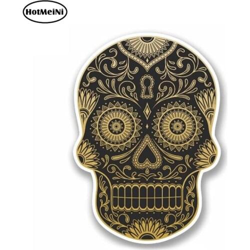HotMeiNi 13cm x 8cm Gold Sugar Skull Vinyl Sticker AUTO MOTO Decor BIKE MOTORCYCLE TUNING Decal Laptop Car Helmet Girls Gift