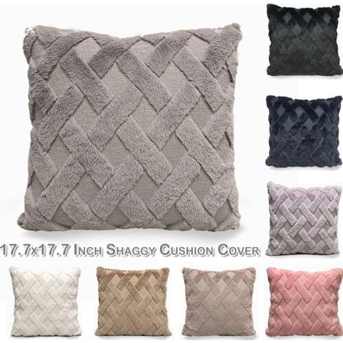 Shaggy Cushion Cover 45*45cm Square Pillow Cases Velvet Home Decorative Sofa Bed Plush Cushion Cover Shaggy Pillow Protector D30