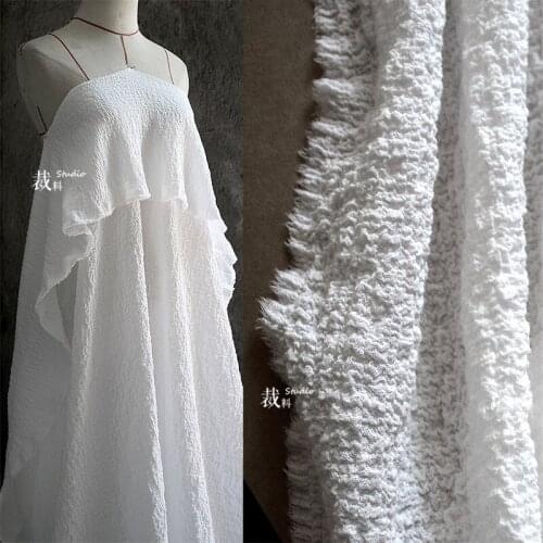 Cotton reef high-grade white texture shirt 3D solid color literary clothing designer fabrics for patchwork