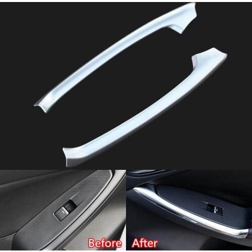 YAQUICKA 2x Car Interior Rear Door Armrest Handle Strip Covers Trim decoration Stickers For Mazda CX-5 CX5 2012-2015 accessories