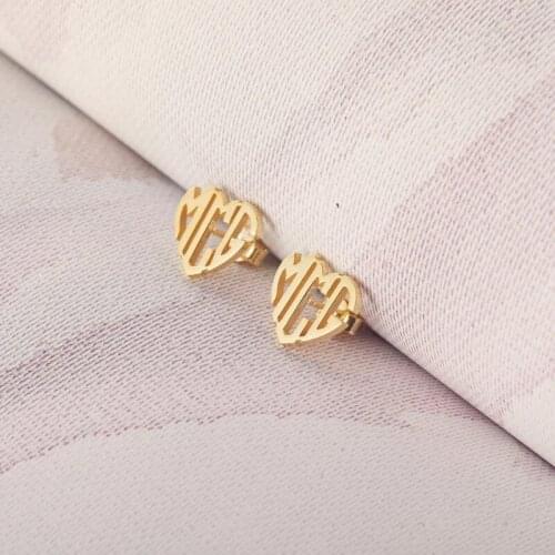 Custom Initial Monogram Letter Stud Earrings Gold Color Stainless Steel Personalized Name For Women Fashion Jewelry Mujer Moda
