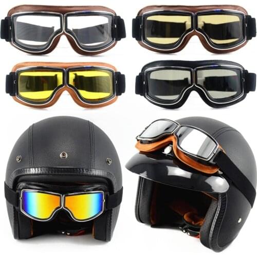 1 Pcs Retro Motorcycle Goggles Glasses Vintage Motorcycle Goggles Outdoor Sports Leather for Harley Aviator Glasses Decorative