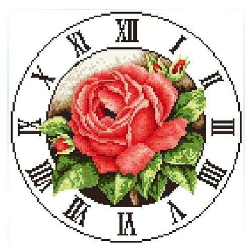 11CT Timepiece Clock Kits embroidery Cross Stitch stitches 45*45cm Rose CS-029CLO