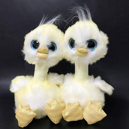 25CM Ty Beanie Big Eyes Cute Benedict Benny Yellow Long-Necked Chicken Soft Bedside Plush Toy Doll Stuffed Birthday Gift for Kid