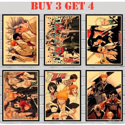 40 Designs Anime Bleach Kraft paper Poster Cartoon Painting Wall Sticker 42X30cm