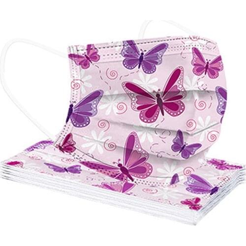 50pcs Three Layer Disposable Face Mask Adult Women Men Butterfly Printed Designer For Face Masque Halloween Costume Mascarillas
