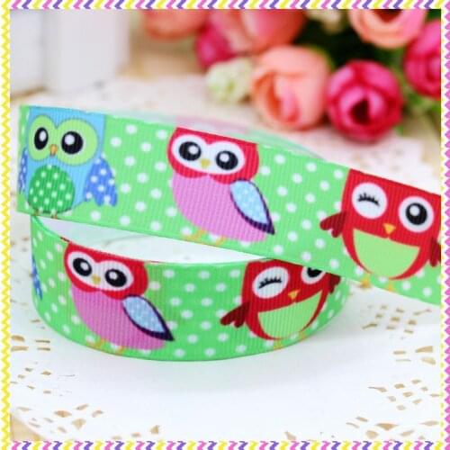 7/8'' Free shipping owl printed grosgrain ribbon headwear hair bow diy party decoration wholesale OEM 22mm B504