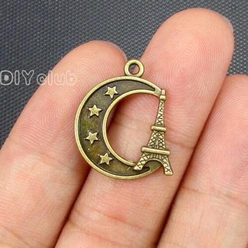 80pcs- Moon charms, Antique Bronze Eiffel Tower charms Pendant 22x19mm