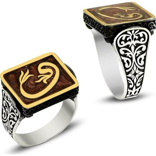 925 Silver Religion Symbol Printed Rings for Men