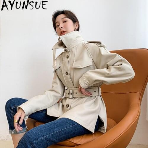 AYUNSUE 100% Genuine Leather Jacket Women Short Sheepskin Coat Female White Coats and Jackets Spring Autumn 2020 Mujer Chaqueta