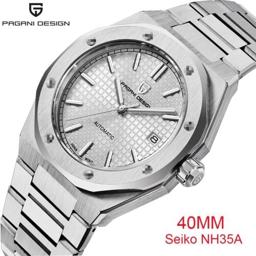 PAGANI DESIGN Mens High-End Sapphire Glass Classic Watch 40mm Stainless Steel Luxury NH35 Movement 100m Waterproof Watch часы