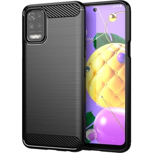 For LG K52 6.6" Carbon Fiber Cover Phone Bumper Case Full Protection Shockproof Anti Drop Shell