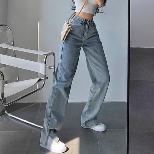 TVVOVVIN High Street boyfriend Jeans for women Loose Casual Side Split Washed Denim Pants Casual Trouser ID2F