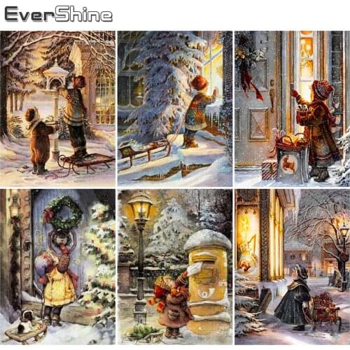 Evershine Diamond Painting Christmas Girl Rhinestone Pictures 5D DIY Diamond Embroidery Cartoon Mosaic Art Home Decortions