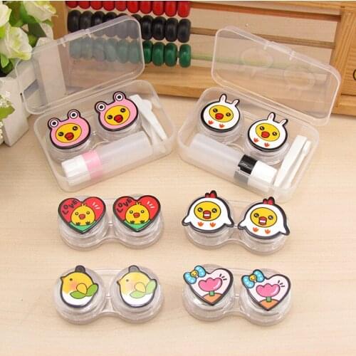 10pcs/lot Cute multiple chicks pattern Convenient to carry contact lenses box Both men and women can use Invisible nurse box