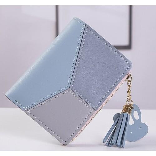 New Arrival Wallet Short Women Wallets Zipper Purse Patchwork Fashion Panelled Wallets Trendy Coin Purse Card Holder Leather
