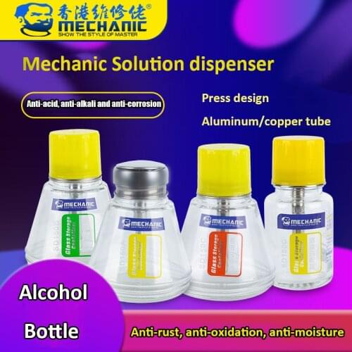 Mechanic Glass Alcohol Bottle Solution Dispenser Liquid Storage Contatinter Automatic Push Water Bottle For Repair Clean Tools